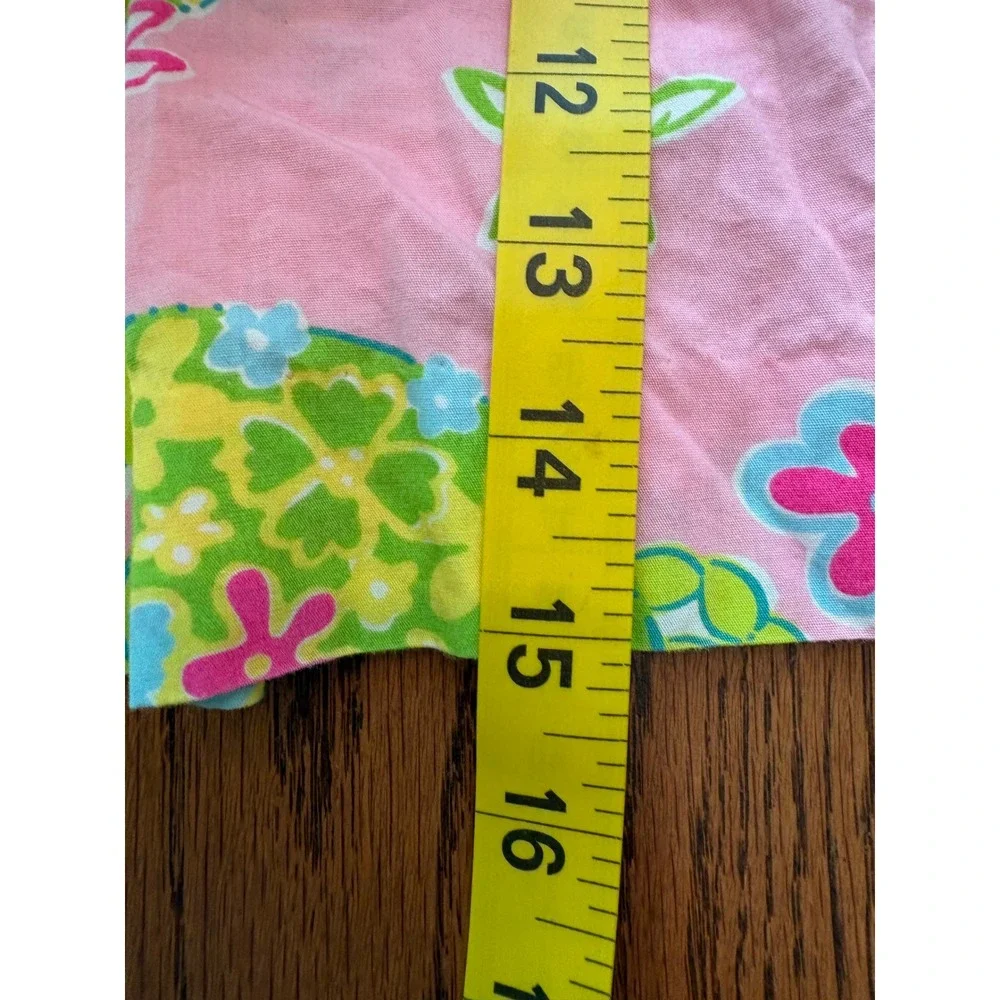Lilly Pulitzer Baby Girls Pink Green Floral Turtle Print Dress 6-12M Pocket Lace